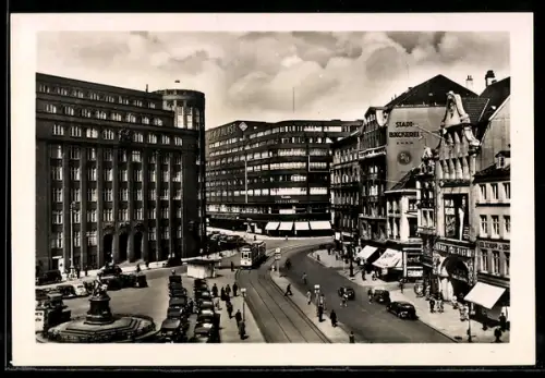 AK Hamburg, Strassenbahn am Gänsemarkt