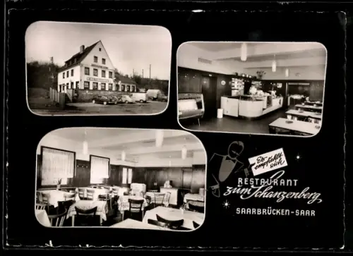 AK Saarbrücken /Saar, Restaurant Zum Schanzenberg, Gersweiler Str. 53, Inh. Karl Fillmann, Innenansichten