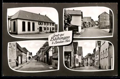 AK Böchingen b. Landau, Gasthaus, Strassenpartie mit Wohnhäusern