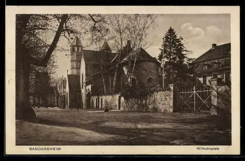 AK Gandersheim, Wilhelmplatz mit Kirche