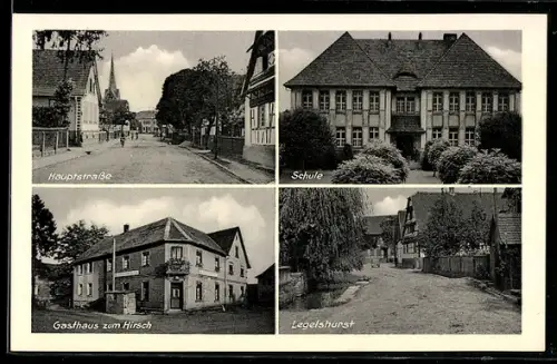 AK Legelshurst, Hauptstrasse, Schule, Gasthaus zum Hirsch