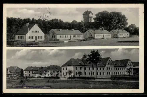 AK Grafenwöhr, Wohnhäuser, Wasserturm, Neue Mannschaftsbaracke
