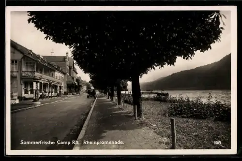 AK Camp /Rh., Rheinpromenade mit Lebensmittelgeschäft von Peter Schaust