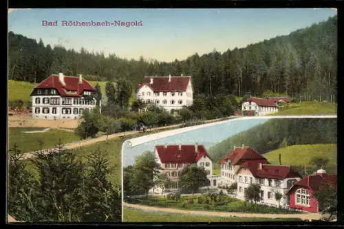 AK Bad Rötenbach b. Nagold, Ortspartie am Waldrand