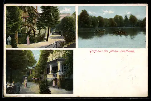 AK Lindhardt / Naunhof, Partie an der Mühle, Seeblick