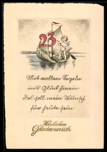 AK Kleine Elfe in einem Boot mit Zahl 23