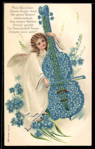 AK Engel spielt Cello aus Blumen