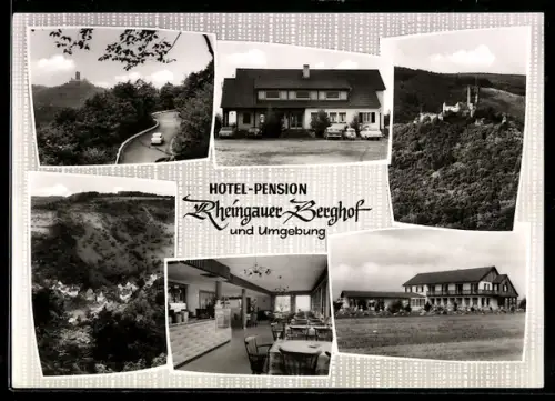 AK Lorch-Ransel, Hotel-Pension Rheingauer Berghof, Bes. Fam. F. Horstmöller, Umgebung, Innenansicht, Landschaft