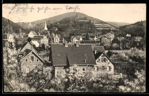 AK Jugenheim, Teilansicht mit Kirche