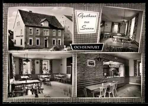 AK Ochsenfurt, Gasthaus zur Sonne, Innenansichten