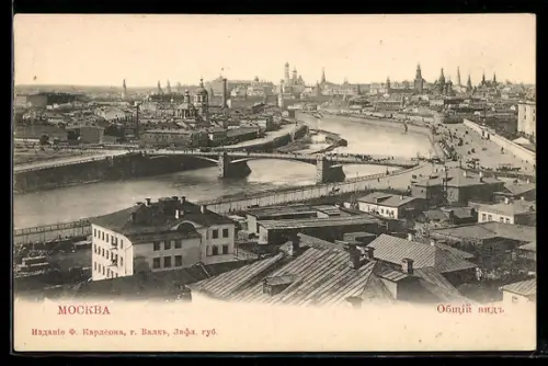 AK Moskau, Flusspartie mit Brücke