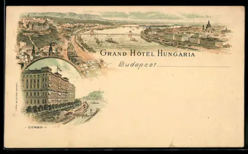 Lithographie Budapest, Grand Hôtel Hungaria