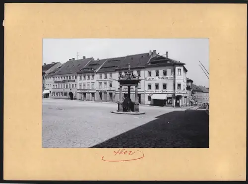 Fotografie Brück & Sohn, Meissen, Ansicht Kamenz, Markt mit Bautzner Strasse, Geschäftshaus Zahnkünstler H. Lorenz
