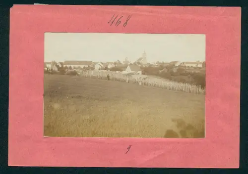 Fotografie Brück & Sohn, Meissen, Ansicht Zadel, Panorama der Ortschaft vom nahen Feld aus gesehen