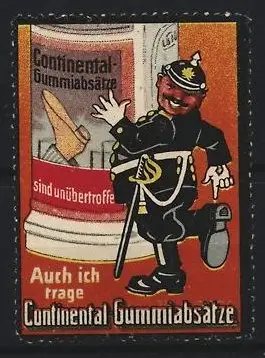Reklamemarke Continental, Continental Gummiabsätze, Polizist neben Litfasssäule