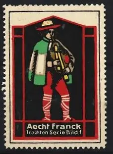 Reklamemarke Aecht Franck Kaffeezusatz, Trachten Serie Bild 1, Spanischer Dudelsackspieler