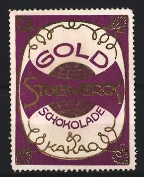 Reklamemarke Stollwerck, Gold Schokolade & Kakao, Weltkugel-Symbol