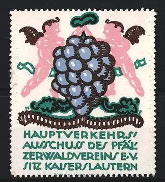 Reklamemarke Kaiserslautern, Hauptverkehrsausschuss des Pfälzerwaldvereins, Traube mit Engeln