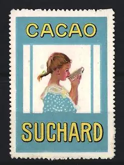 Reklamemarke Cacao Suchard, Mädchen mit Tasse