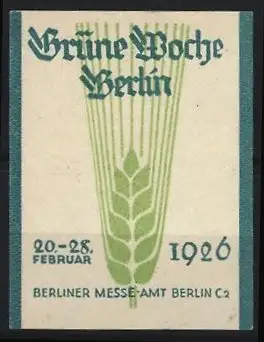Reklamemarke Berlin, Grüne Woche 1926, Ähre