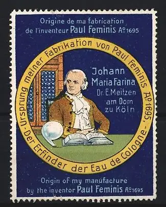 Reklamemarke Köln, Ursprung Eau de Cologne, Johann Maria Farina Erfinder des Eau de Cologne