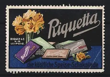 Reklamemarke Leipzig, Riquetta, Schokolade und Narzissen