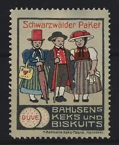 Reklamemarke Hannover, Bahlsen Kekse & Biscuit's, Schwarzwälder Tracht