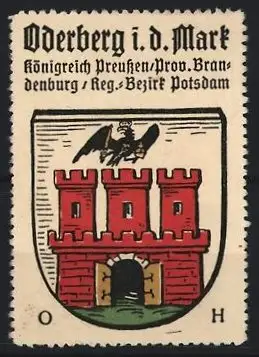 Reklamemarke Oderberg i. d. Mark, Königreich Preussen /Prov. Brandenburg, Burg mit Adler