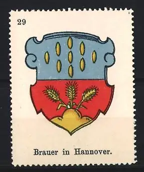 Reklamemarke Hannover, Brauer in Hannover, Wappen mit Getreide