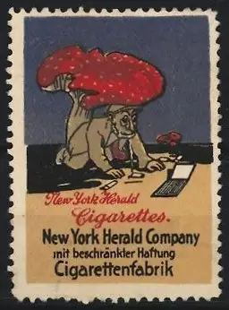 Reklamemarke New York, New York Herald Cigarettes, Pilzraucher