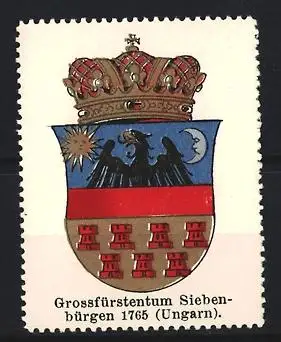 Reklamemarke Grossfürstentum Siebenbürgen, 1765 Ungarn, Wappen mit Krone