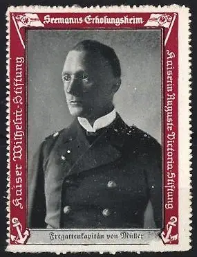 Reklamemarke Seemann's Erholungsheim, Fregattenkapitän von Müller, Kaiser-Wilhelm-Stiftung