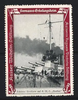 Reklamemarke Seemanns Erholungsheim, Schwere Artillerie auf S.M.S. Goeben, Kriegsschiff
