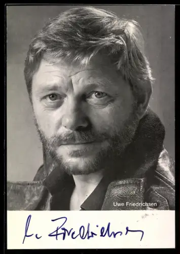 AK Schauspieler Uwe Friedrichsen mit Lederjacke, Autograph