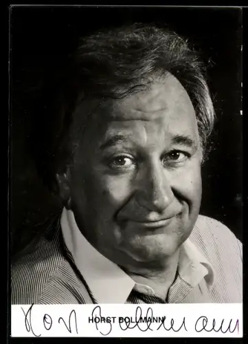 AK Schauspieler Horst Bollmann mit verschmitztem Lächeln, Autograph