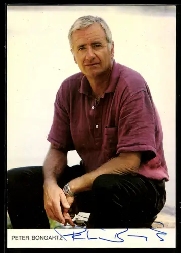 AK Schauspieler Peter Bongartz im roten Hemd, Autograph