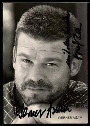 AK Schauspieler Werner Asam in der Nahaufnahme, Autograph