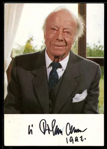 AK Schauspieler Heinz Rühmann, mit blauer Krawatte, Autograph