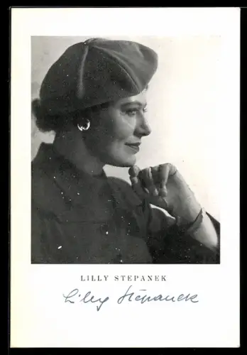 AK Schauspielerin Lilly Stepanek im Profil, Autograph