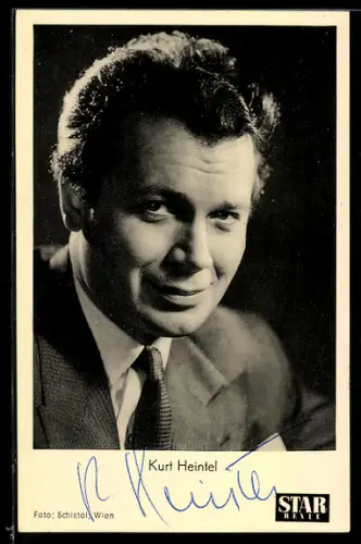 AK Schauspieler Kurt Heintel im Anzug posierend, Autograph