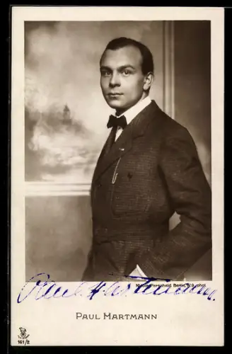 AK Schauspieler Paul Hartmann im Porträt, Autograph