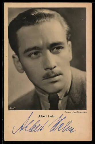 AK Schauspieler Albert Hehn mit Oberlippenbart, Autograph