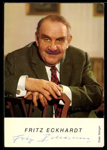 AK Schauspieler Fritz Eckhardt im Porträt, Autograph