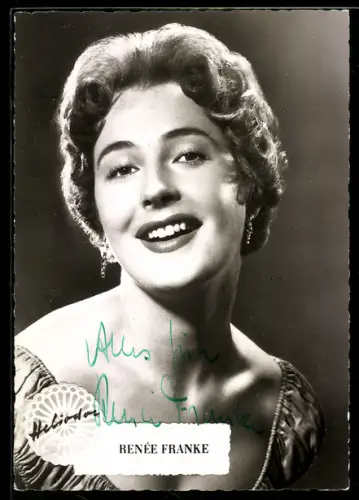 AK Schauspielerin Renée Franke im Porträt, Autograph
