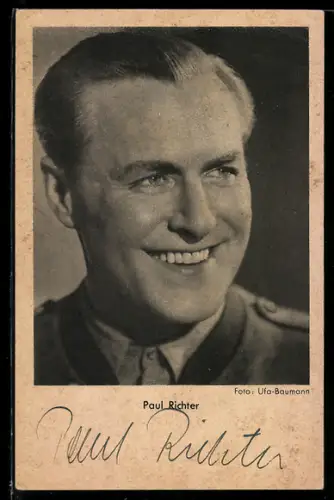AK Schauspieler Paul Richter lacht freundlich, Autograph