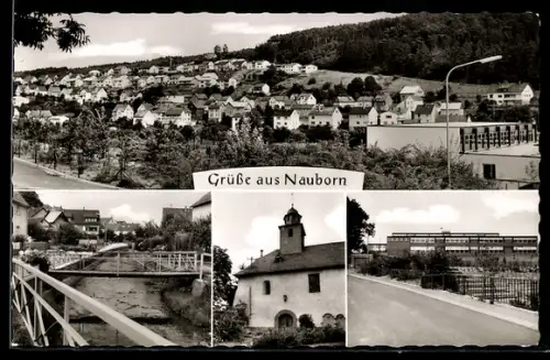 AK Nauborn bei Wetzlar, Kapelle, Brücke, Strassenpartie