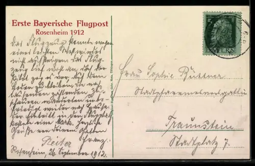AK Rosenheim, Totalansicht mit Bergen, Kirchen