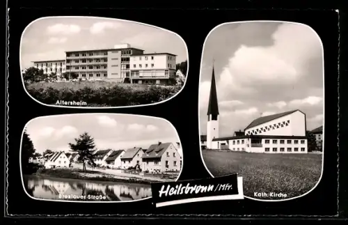 AK Heilsbronn /Mfr., Altersheim, Katholische Kirche, Breslauer Strasse