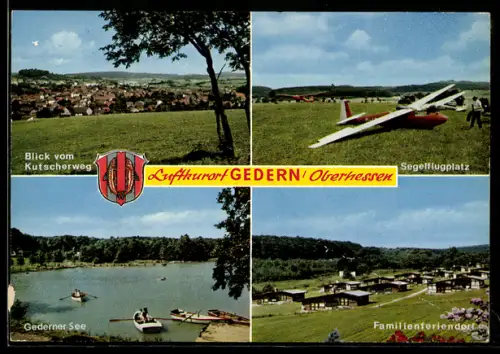 AK Gedern /Oberhessen, Totalansicht vom Kutscherweg, Partie am Segelflugplatz und Familienferiendorf