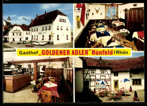 AK Hünfeld /Rhön, Gasthof Goldener Adler, Inh. Roland Schenk, Innen- und Aussenansichten